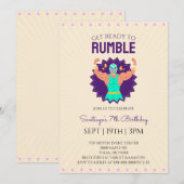 Invitation Fête d'anniversaire de catch rétro (Devant / Derrière)