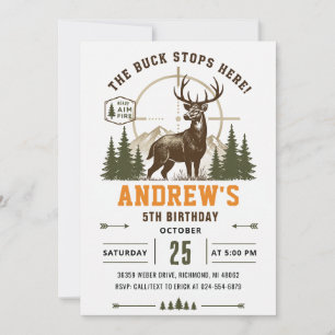 Invitation Fête d'anniversaire de cerf personnalisée