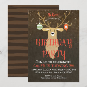 Invitation Fête d'anniversaire de cerf rustique de vacances d