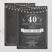 Invitation Fête d'anniversaire de Chalkboard Surprise 40e Inv (Devant / Derrière)