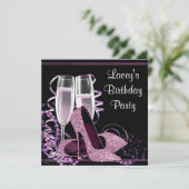 Invitation Fête d'anniversaire de Champagne High Heure Womans (Debout devant)