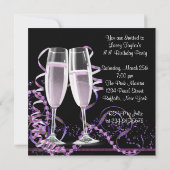 Invitation Fête d'anniversaire de Champagne High Heure Womans (Dos)