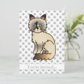 Invitation Fête d'anniversaire de chat Birman/Ragdoll écaille (Debout devant)