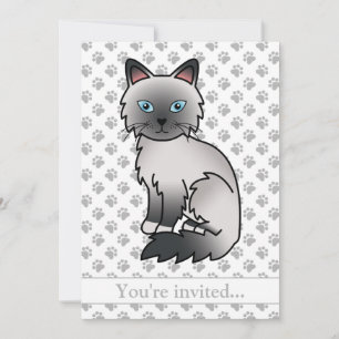 Invitation Fête d'anniversaire de chat Birman/Ragdoll Point B