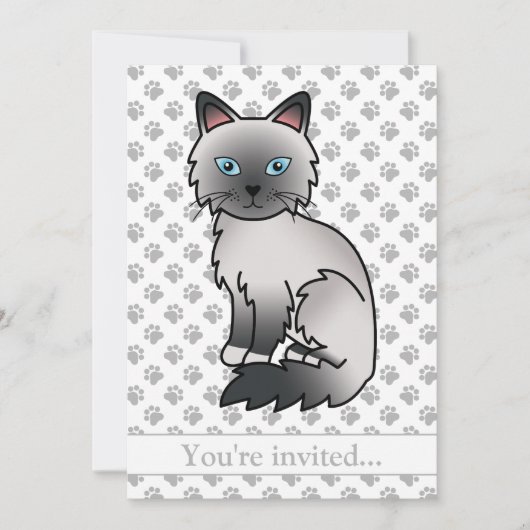 Invitation Fête d'anniversaire de chat Birman/Ragdoll Point B (Devant)