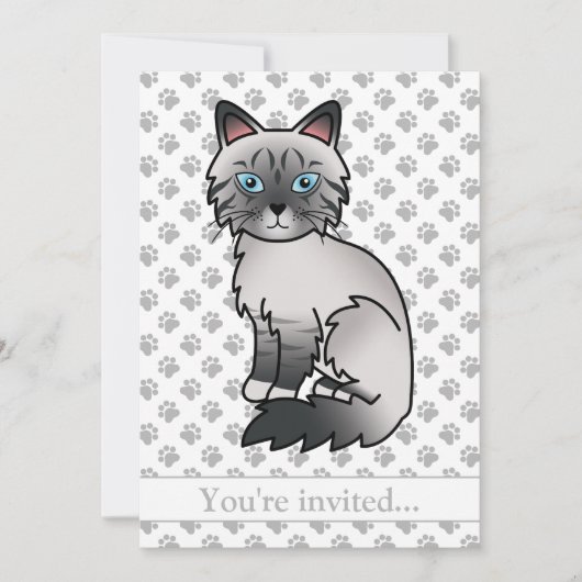 Invitation Fête d'anniversaire de chat Birman/Ragdoll Tabby b (Devant)