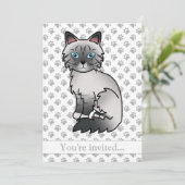 Invitation Fête d'anniversaire de chat Birman/Ragdoll Tabby b (Debout devant)