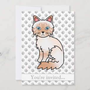 Invitation Fête d'anniversaire de chat Birman/Ragdoll Tabby p