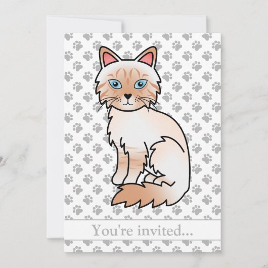 Invitation Fête d'anniversaire de chat Birman/Ragdoll Tabby p (Devant)