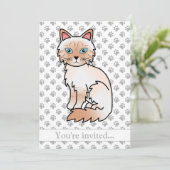 Invitation Fête d'anniversaire de chat Birman/Ragdoll Tabby p (Debout devant)