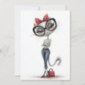 Invitation Fête d'anniversaire de chat blanc élégant (Devant)