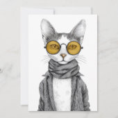 Invitation Fête d'anniversaire de chat cool (Devant)