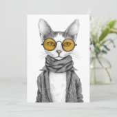 Invitation Fête d'anniversaire de chat cool (Debout devant)