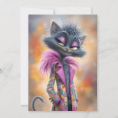 Invitation Fête d'anniversaire de chat cool flamboyant (Devant)