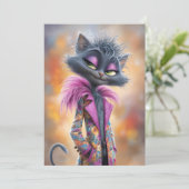 Invitation Fête d'anniversaire de chat cool flamboyant (Debout devant)