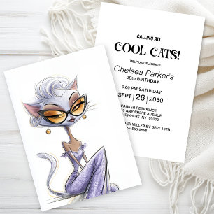 Invitation Fête d'anniversaire de chat glamour