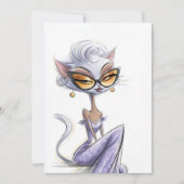 Invitation Fête d'anniversaire de chat glamour (Devant)