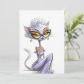 Invitation Fête d'anniversaire de chat glamour (Debout devant)