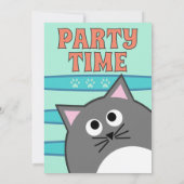 Invitation Fête d'anniversaire de chat gris (Dos)