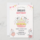 Invitation Fête d'anniversaire de chat joueuse (Devant)