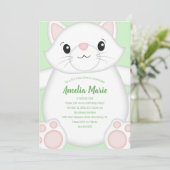 Invitation Fête d'anniversaire de chat Kitty Vert (Debout devant)