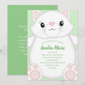Invitation Fête d'anniversaire de chat Kitty Vert (Devant / Derrière)