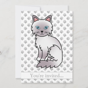 Invitation Fête d'anniversaire de chat Lilac Point Birman/Rag