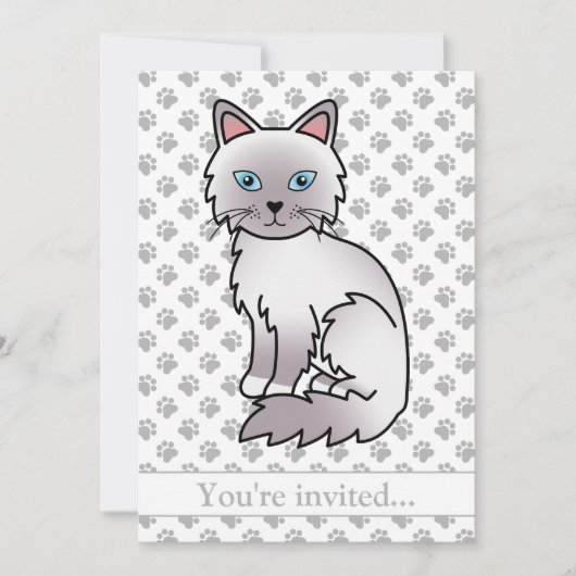 Invitation Fête d'anniversaire de chat Lilac Point Birman/Rag (Devant)