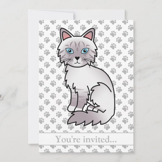 Invitation Fête d'anniversaire de chat Lilac Point Tabby Birm (Devant)