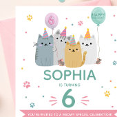 Invitation Fête d'anniversaire de chat mignon