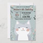 Invitation Fête d'anniversaire de chat mignon et câlin (Devant)
