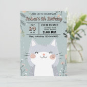 Invitation Fête d'anniversaire de chat mignon et câlin (Debout devant)