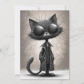 Invitation Fête d'anniversaire de chat noir cool (Devant)
