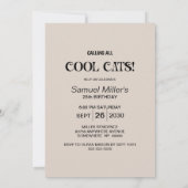 Invitation Fête d'anniversaire de chat noir cool (Dos)