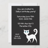 Invitation Fête d'anniversaire de Chat noir et blanc (Devant)