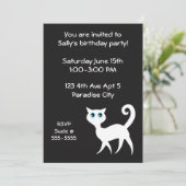 Invitation Fête d'anniversaire de Chat noir et blanc (Debout devant)