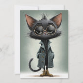 Invitation Fête d'anniversaire de chat noir mignon (Devant)