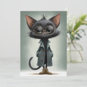 Invitation Fête d'anniversaire de chat noir mignon (Debout devant)