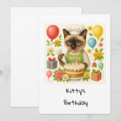 Invitation Fête d'anniversaire de chat sur le thème du gâteau (Devant / Derrière)