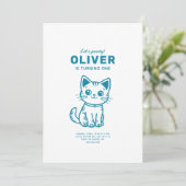 Invitation Fête d'anniversaire de chaton bleu (Debout devant)