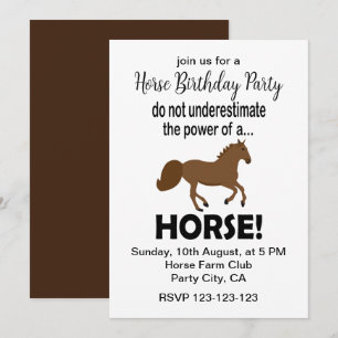 Invitation Fête d'anniversaire de cheval animal mignon drôle