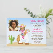 Invitation Fête d'anniversaire de cheval de cow-girl (Debout devant)