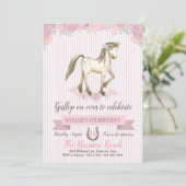 Invitation Fête d'anniversaire de cheval mignon (Debout devant)