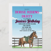 Invitation Fête d'anniversaire de cheval pour fille (Devant)