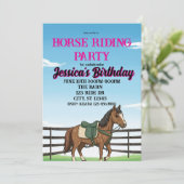 Invitation Fête d'anniversaire de cheval pour fille (Debout devant)