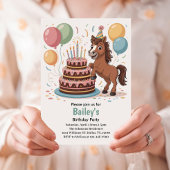 Invitation Fête d'anniversaire de cheval pour filles