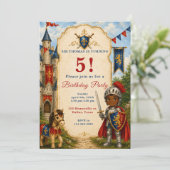 Invitation Fête d'anniversaire de Chevalier Médiéval 5 ans (Debout devant)