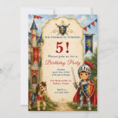Invitation Fête d'anniversaire de Chevalier Médiéval 5 ans (Devant)