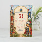 Invitation Fête d'anniversaire de Chevalier Médiéval 5 ans (Debout devant)
