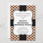 Invitation Fête d'anniversaire de Chevron noir et orange (Devant)